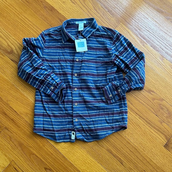 Janie and Jack flannel blue striped shirt Size 8 NWT - Picture 1 of 7